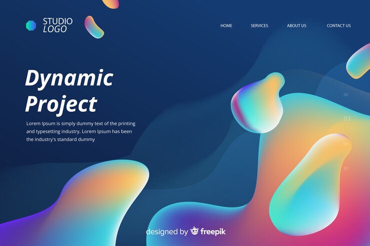Free Vector dynamic project liquid landing page