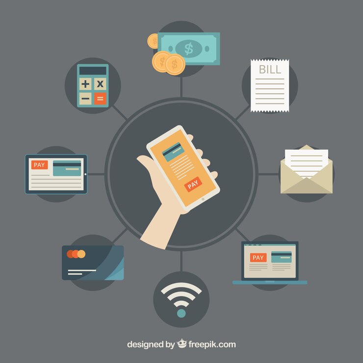 Free Vector e-commerce, circular scheme