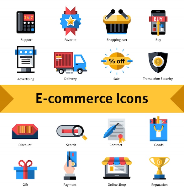 Free vector e-commerce icons set