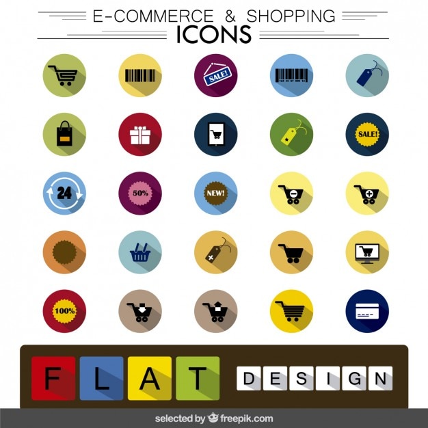 Free vector e-commerce and shopping icons