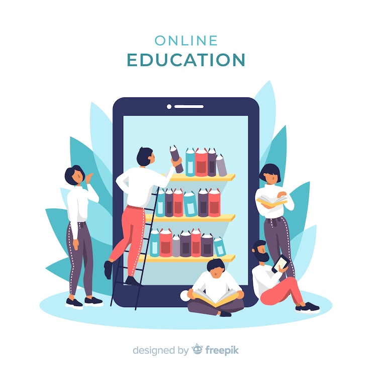Free Vector e-learning concept flat background