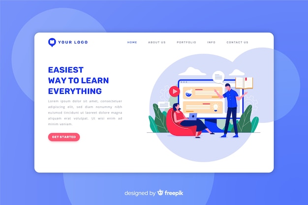 Pagina di destinazione piatta per il concetto di e-learning