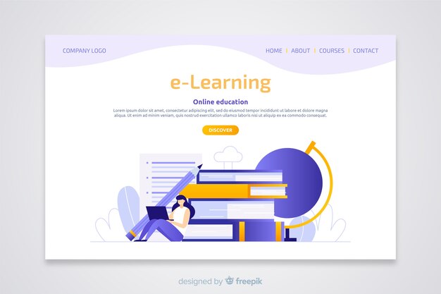 E-learning концепция плоской целевой страницы