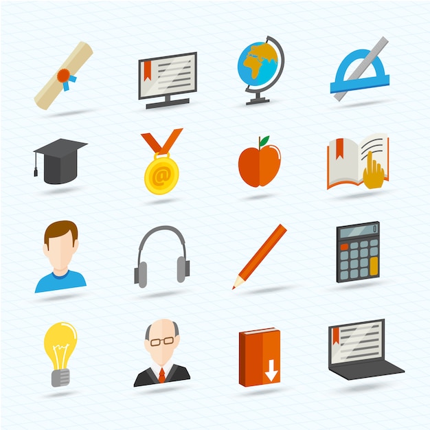 Free vector e-learning flat icons