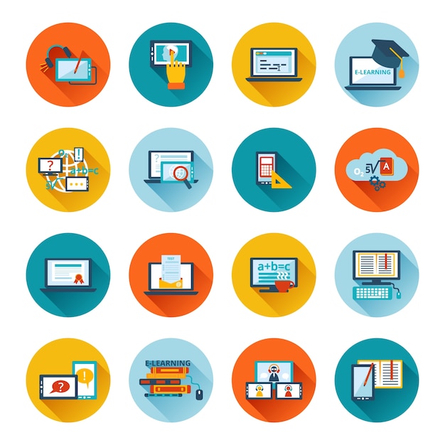 Free vector e-learning icon flat