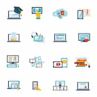 Free vector e-learning icon flat