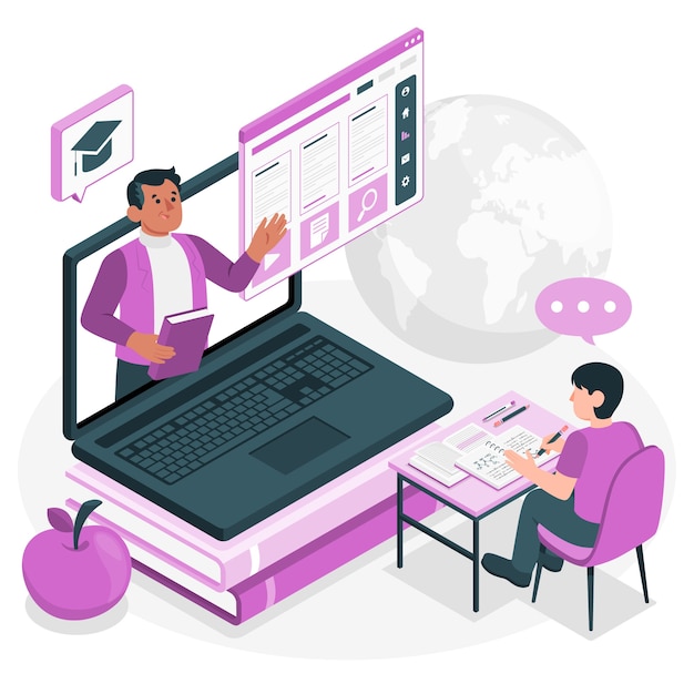 Free vector e learning interactions illustration concept