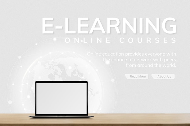 Free vector e-learning template future technology