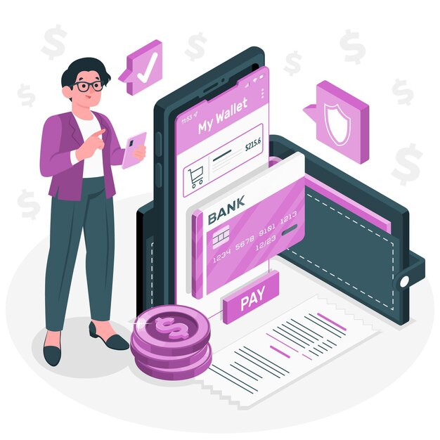 Free vector e-wallet concept illustration