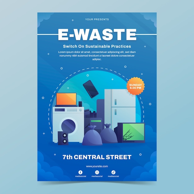 Free vector e-waste poster template design