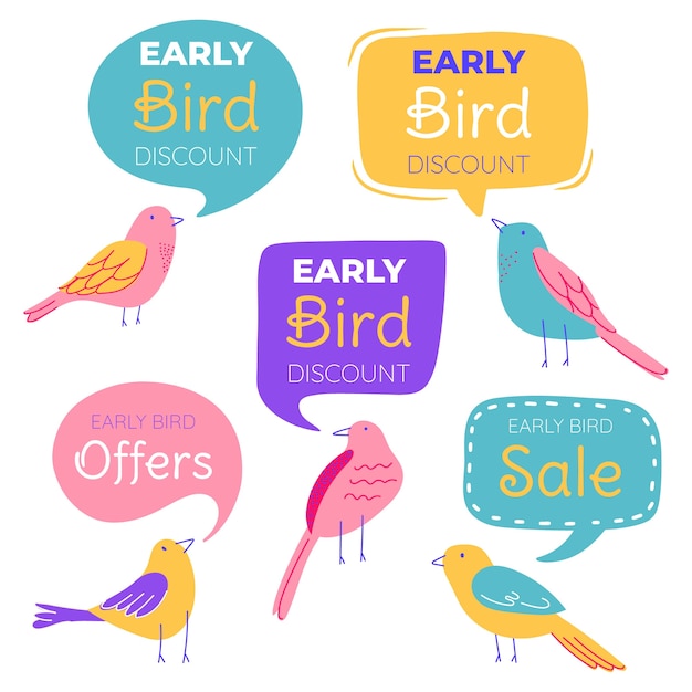 Free vector early bird badges collection design