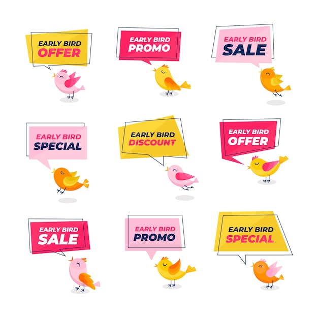 Free vector early bird label collection