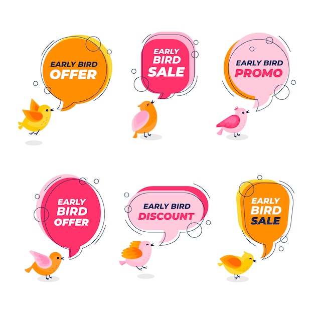 Vettore gratuito collezione di etichette early bird