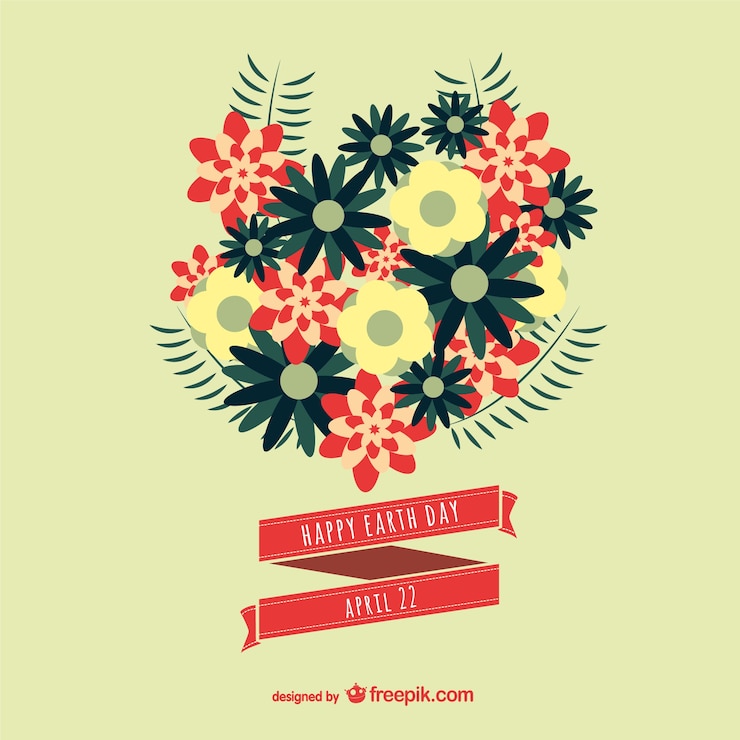 मुफ़्त वेक्टर earth day card with bouquet