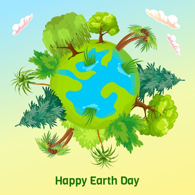 Earth day. Vector cartoon card.