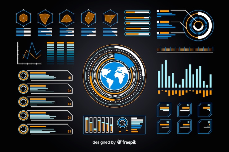 Free Vector earth display in futuristic infographic collection