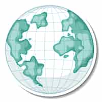 Free vector earth globe cartoon sticker on white background