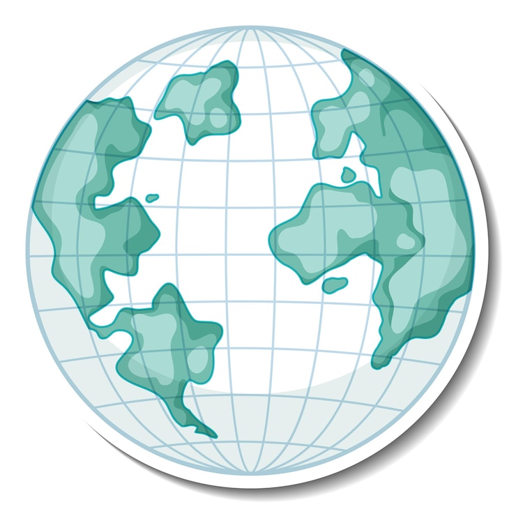 Free Vector earth globe cartoon sticker on white background