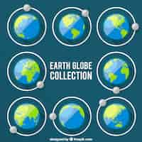 Free vector earth globe collection with moon movement