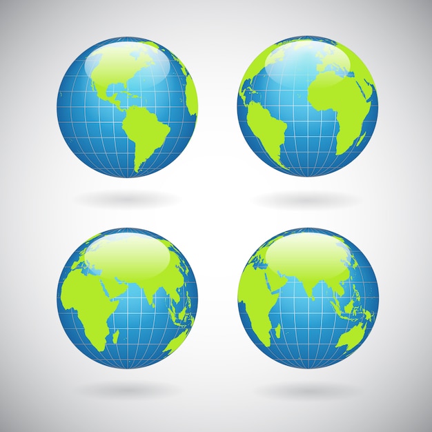Бесплатное векторное изображение Набор иконок земного шара
