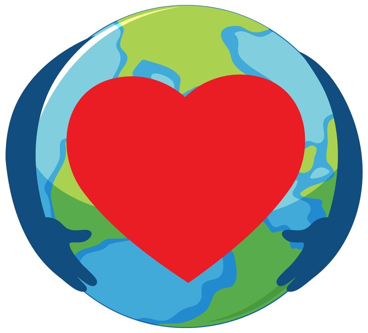 Free Vector earth globe symbol with heart