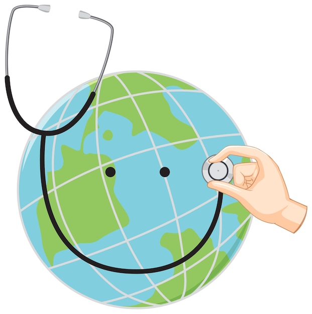 Free vector earth globe with stethoscope icon