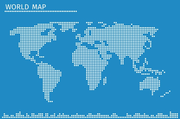 Карта мира земного шара точек. Глобальная география пунктирным узором,