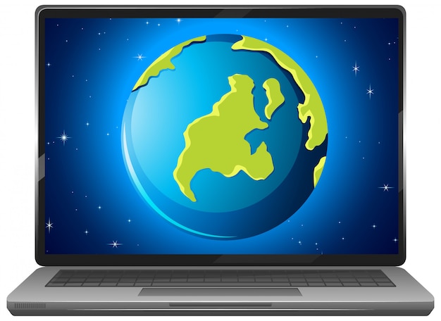 Earth graphic display on laptop screen