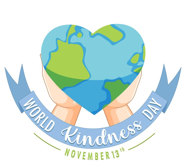 Earth in heart shape in world kindness day concept
