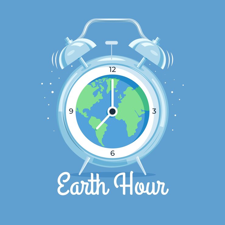 Free Vector earth hour hand-drawn illustration with planet and lightbulb