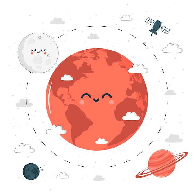 Free vector earth and moon concept illustration