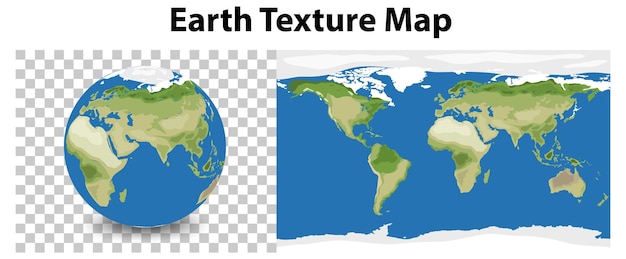 Free vector earth planet on transparent with earth texture map