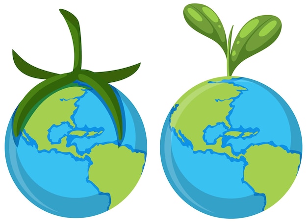 Free vector earth planet with plant