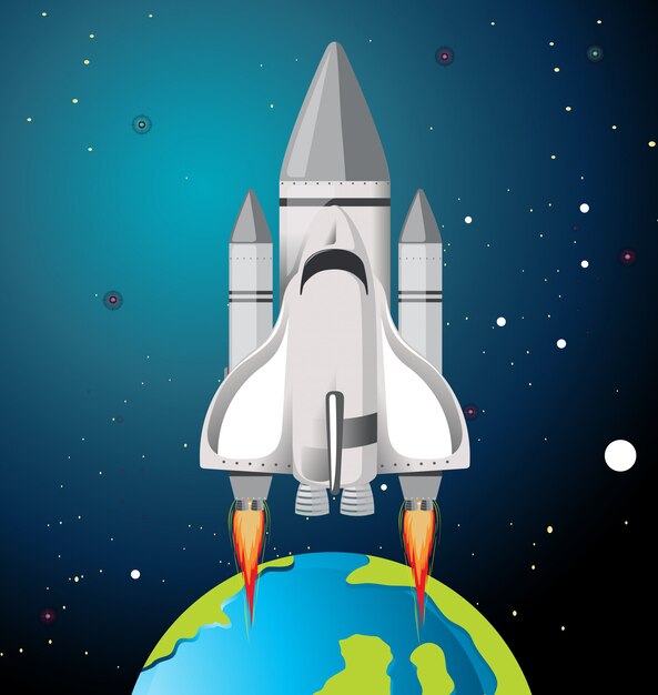 Free vector earth and rocket scene