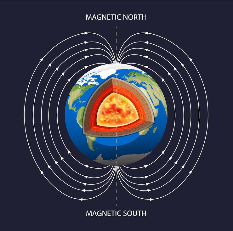 Free Vector earth's magnetic field poster