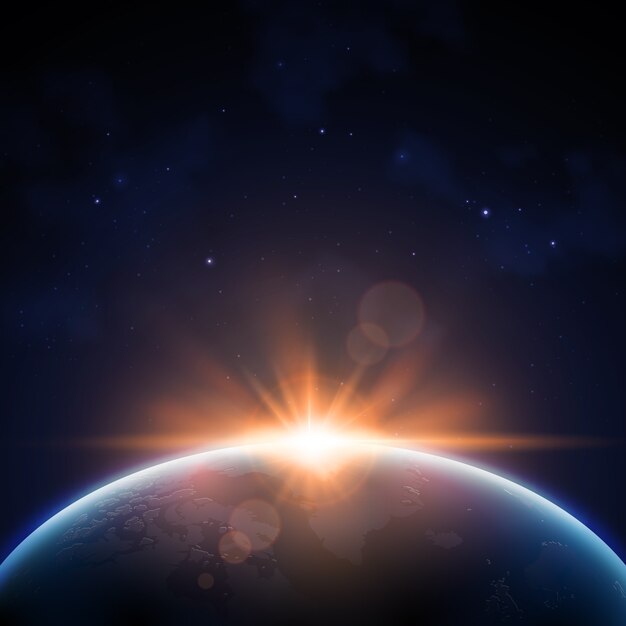 地球の日の出の光の効果