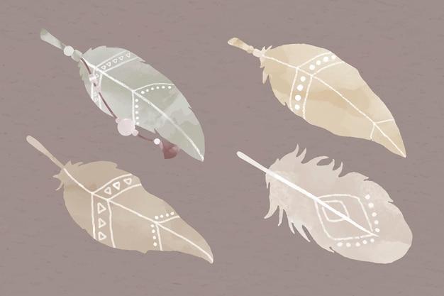 Free vector earth tone boho feather vector collection