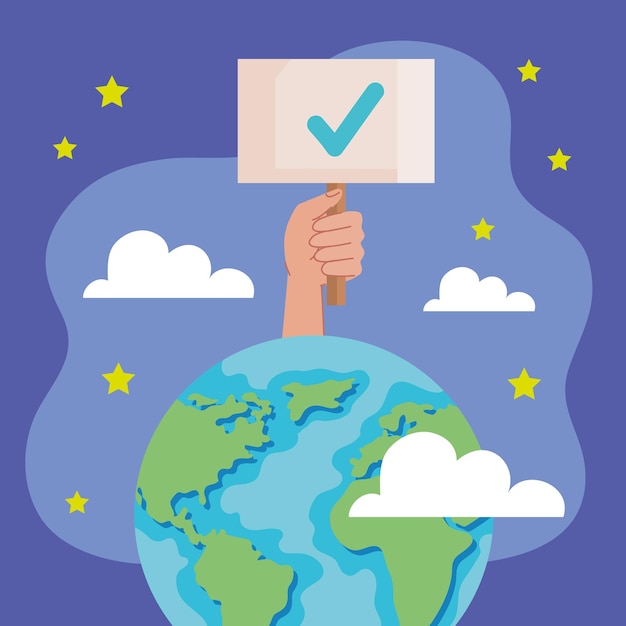 Free vector earth with vote banner