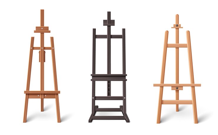 Free Vector easel blank stand frame mockup for painting vector
