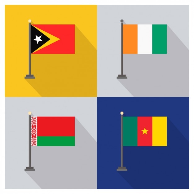 Бесплатное векторное изображение Восточный тимор берег слоновой кости беларусь камерун флаги