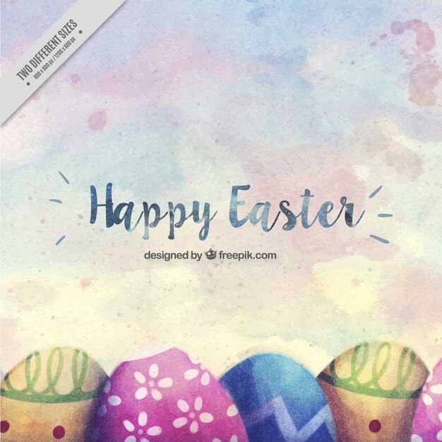 Free vector easter background with watercolor eggs