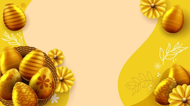 Easter banner template with easter eggs in the nest