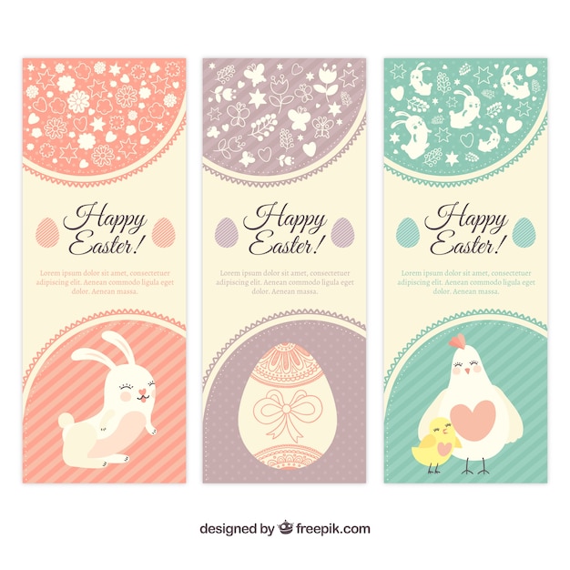 Easter banners in cute style