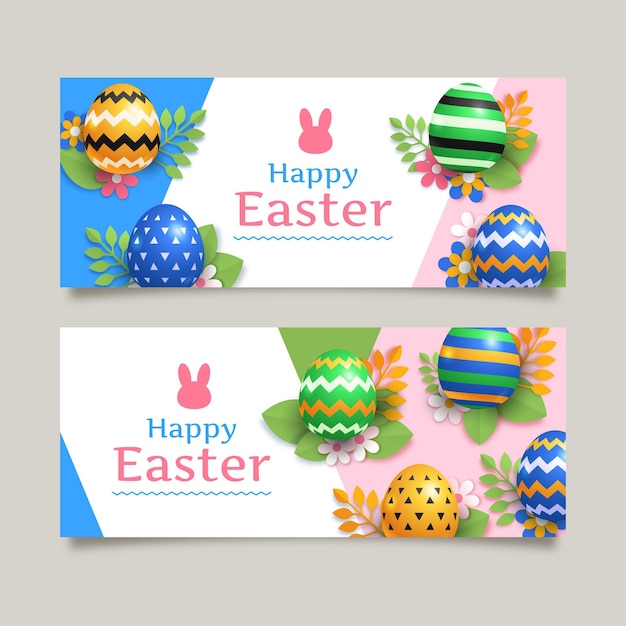 Vettore gratuito banner di pasqua in stile carta