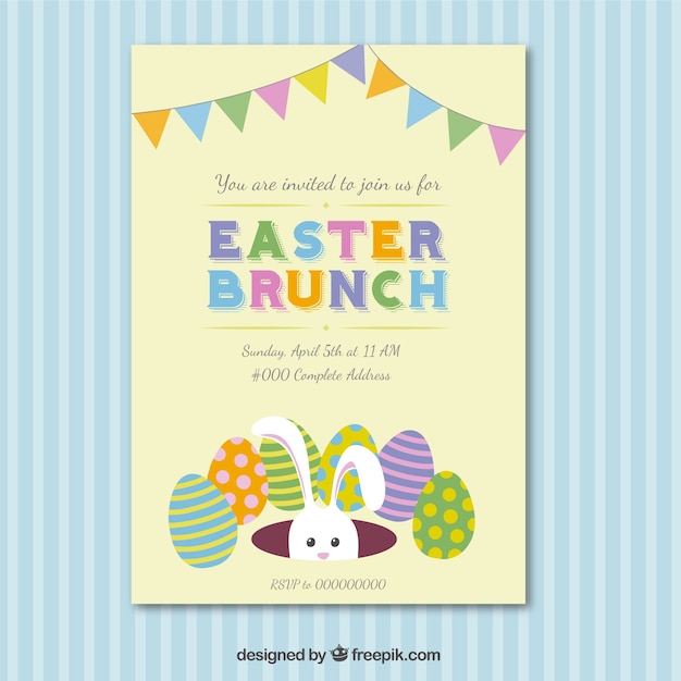 Vettore gratuito pasqua carta invito il brunch