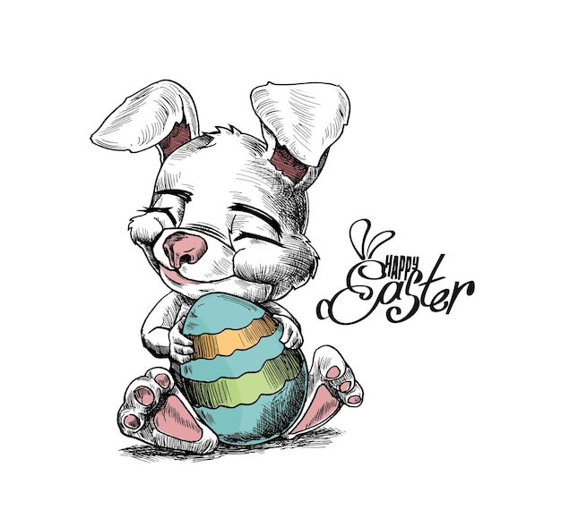 Easter bunny with Easter Eggs Greeting card Poster Design