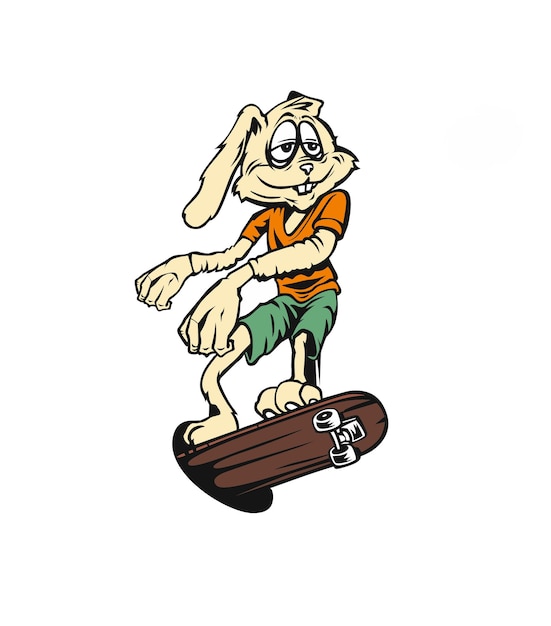 Modello di bandiera del coniglietto di pasqua con lo skateboard