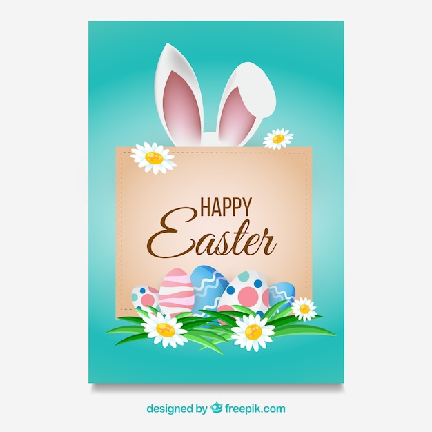 Easter card template with frame