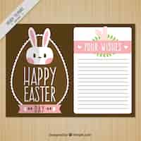 Free vector easter card template with pink details