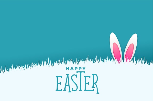 Free vector easter card with bunny rabbit peeing behind grass